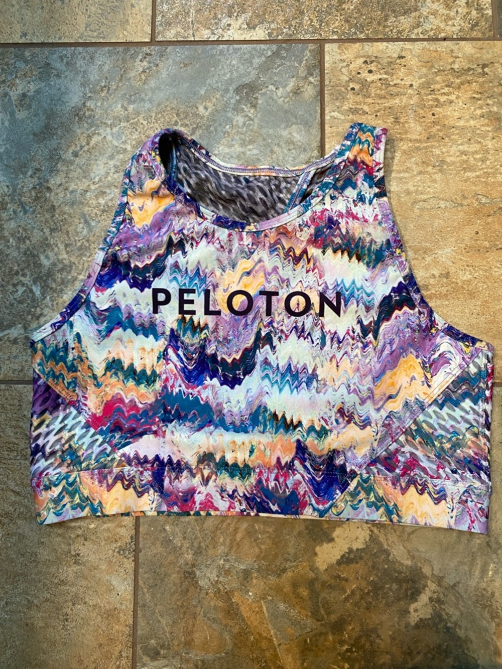 Peloton Abstract Wave Printed Athletic Sports Bra Size Large